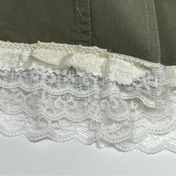 Ruff Hewn Upcycled Military style Jacket Embroidered Appliqué lace ruffle Size1X - Picture 14 of 14